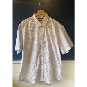 Stitch Note | White Diamond Patterned Short Sleeve Casual Button Down | Size 2XL
